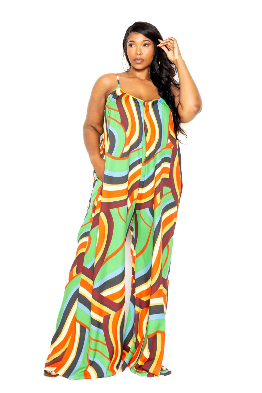 GEO SWIRL PRINT JUMPSUIT