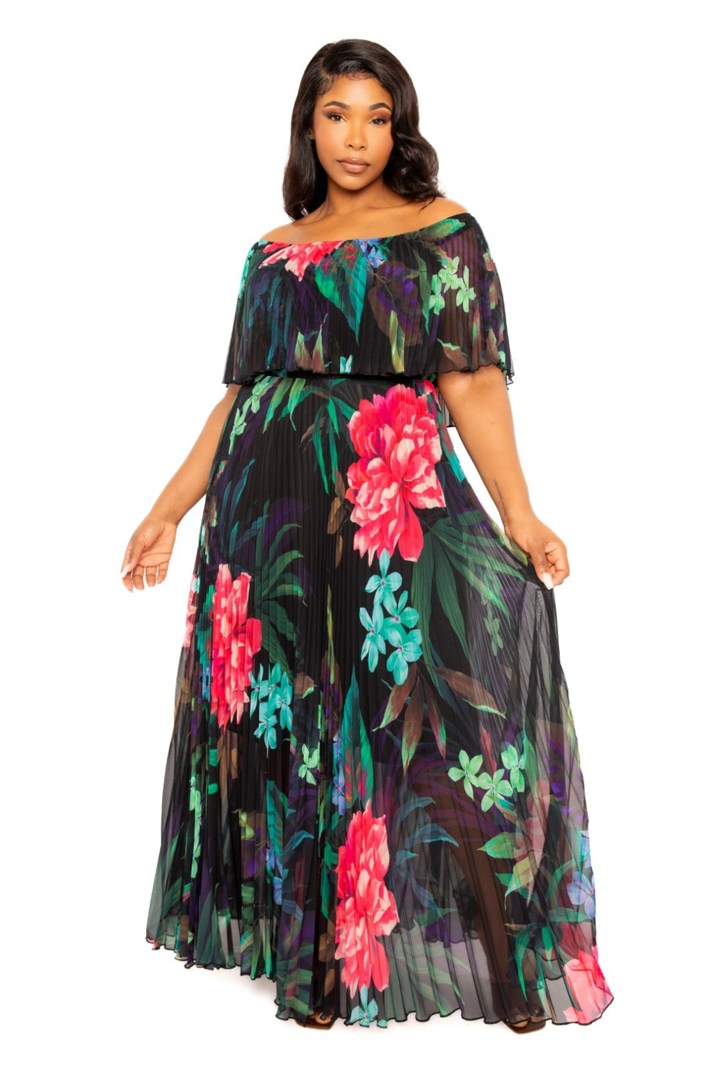 OFF SHOULDER FLORAL MAXI DRESS