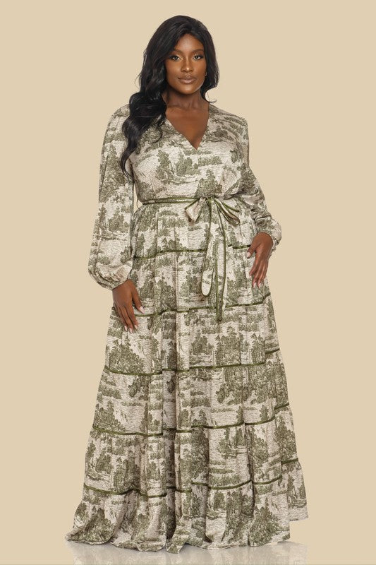 5x plus size maxi dresses DEEP V 5 TIERED MAXI DRESS Thick