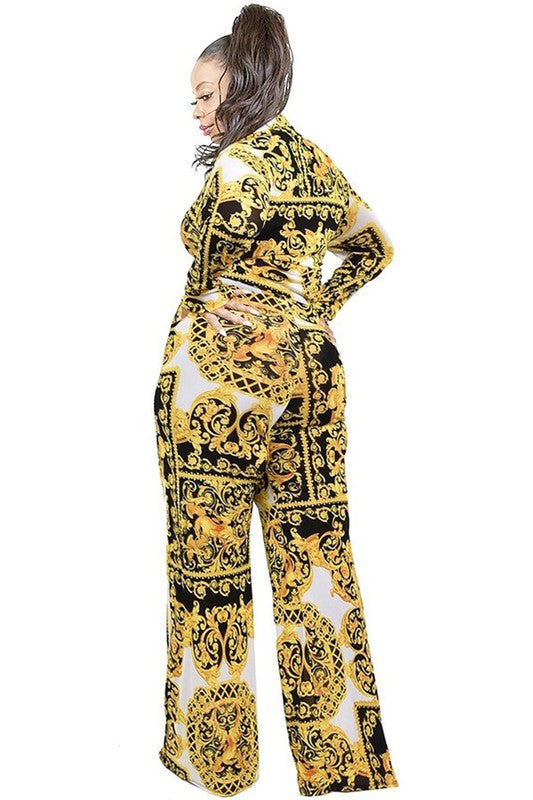 GOLD PATTERN PRINT 2 PIECE PANTS SET