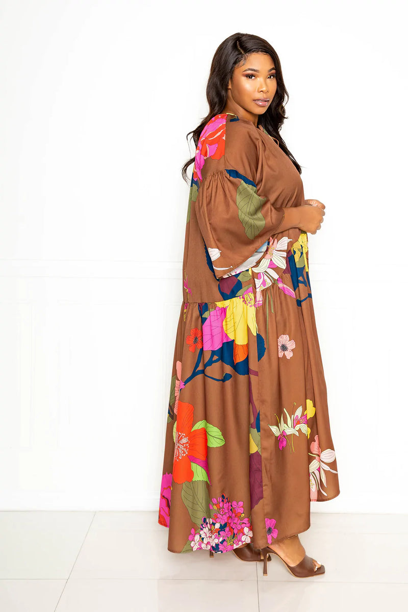 FLORAL TUNIC MAXI DRESS Thick FLORAL TUNIC MAXI DRESS Thick