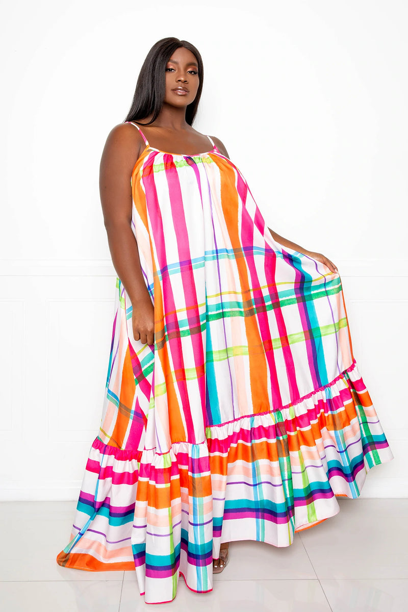 PLAID VOLUMINOUS MAXI DRESS Thick PLAID VOLUMINOUS MAXI DRESS Thick