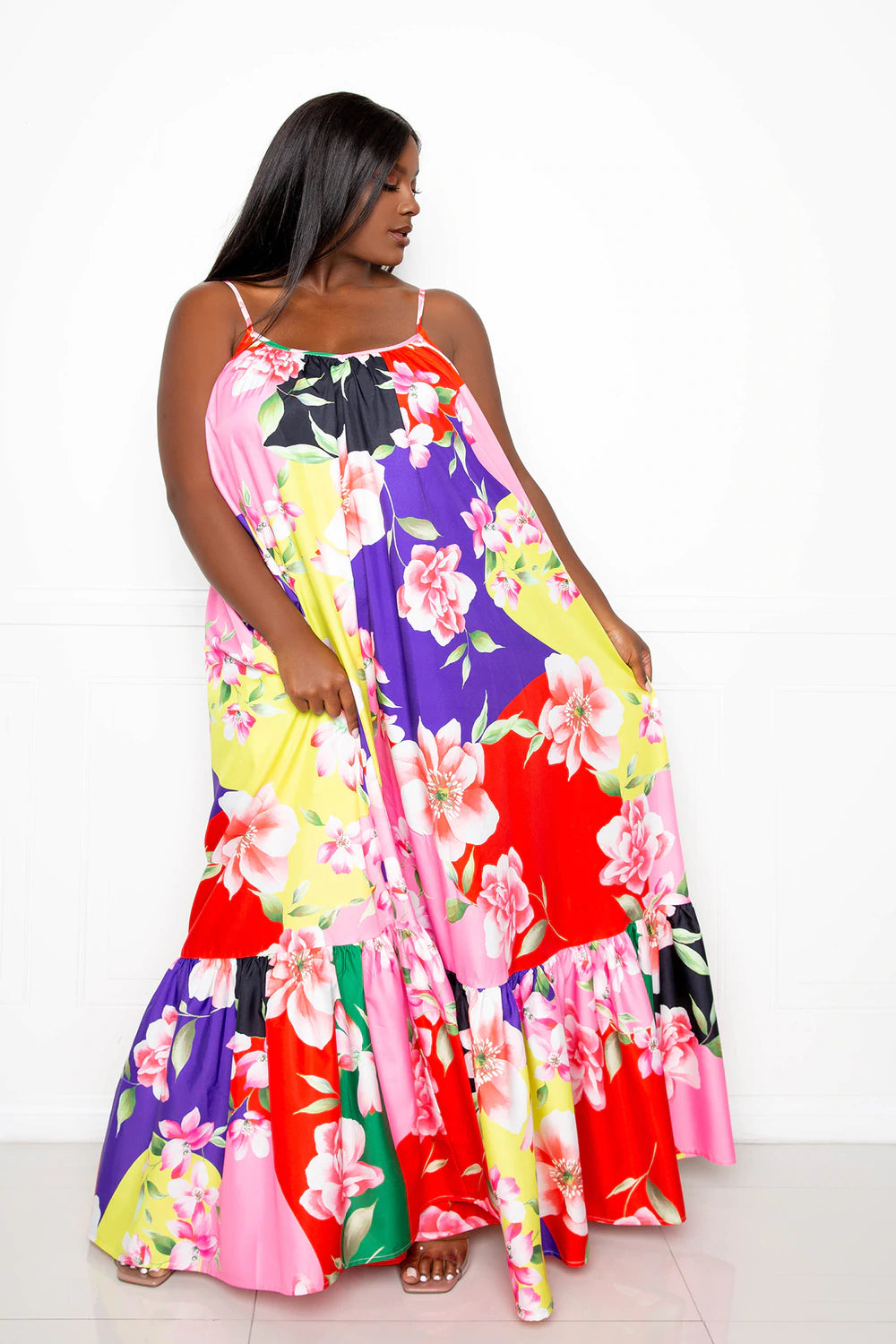 FLORAL VOLUMINOUS MAXI DRESS