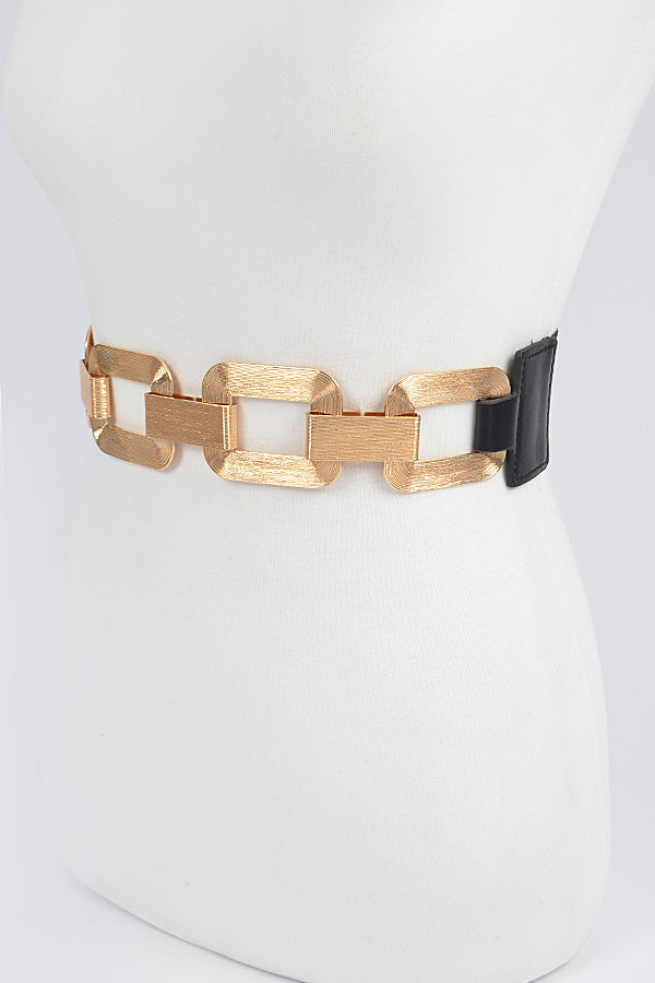 FAUX LEATHER MULTI METAL BUCKLE BELT