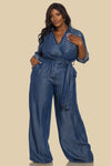 DENIM LONG SLEEVE JUMPSUIT
