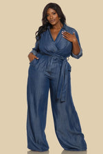 DENIM LONG SLEEVE JUMPSUIT