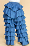 TIERED HIGH WAIIST DENIM PANTS