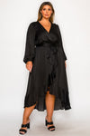 FRONT TIE LONG SLEEVE HIGH LOW DRESS