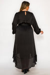 FRONT TIE LONG SLEEVE HIGH LOW DRESS