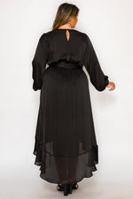 FRONT TIE LONG SLEEVE HIGH LOW DRESS