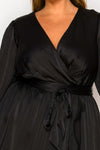 FRONT TIE LONG SLEEVE HIGH LOW DRESS