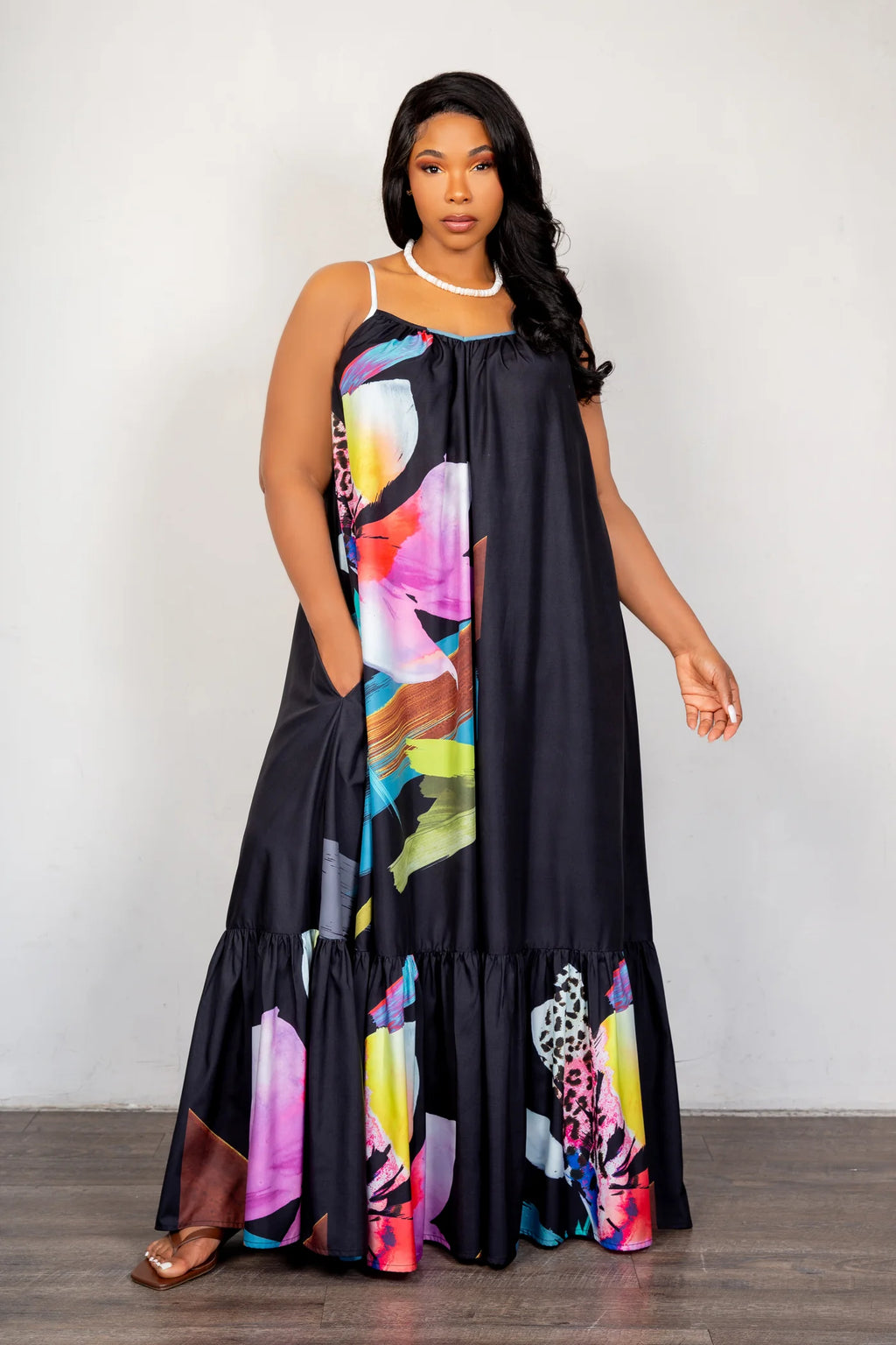 FLORAL VOLUMINOUS MAXI DRESS