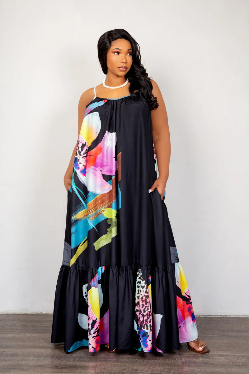 FLORAL VOLUMINOUS MAXI DRESS