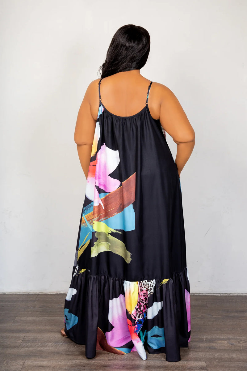 FLORAL VOLUMINOUS MAXI DRESS