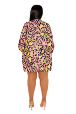 ANIMAL PRINT BUBBLED MINI DRESS