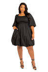 SMOCKED PUFF SLEEVE BUBBLED DRESS