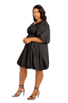 SMOCKED PUFF SLEEVE BUBBLED DRESS