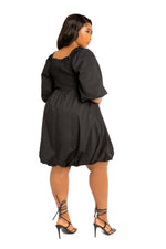 SMOCKED PUFF SLEEVE BUBBLED DRESS