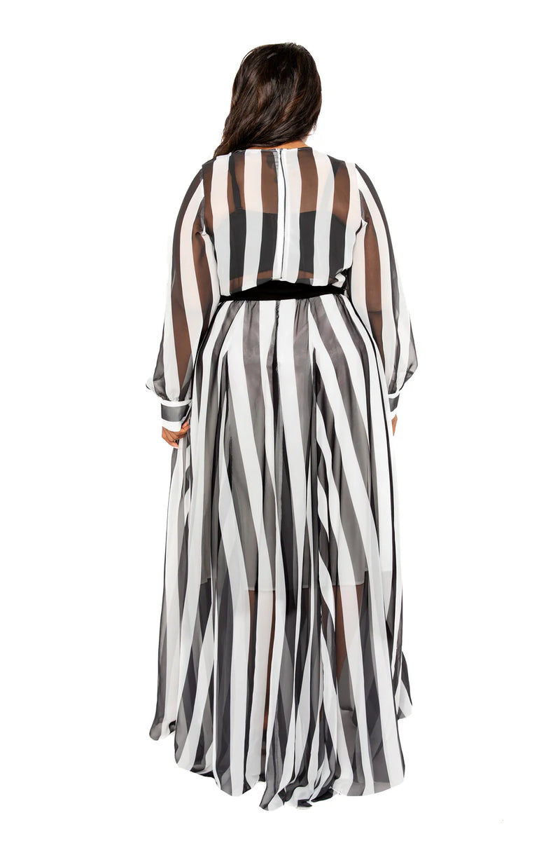 STRIPE SURPLICE MAXI DRESS