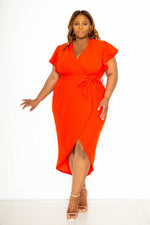 RUFFLE SLEEVE TULIP DRESS