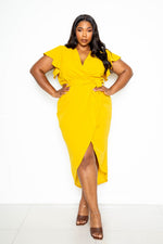 RUFFLE SLEEVE TULIP DRESS