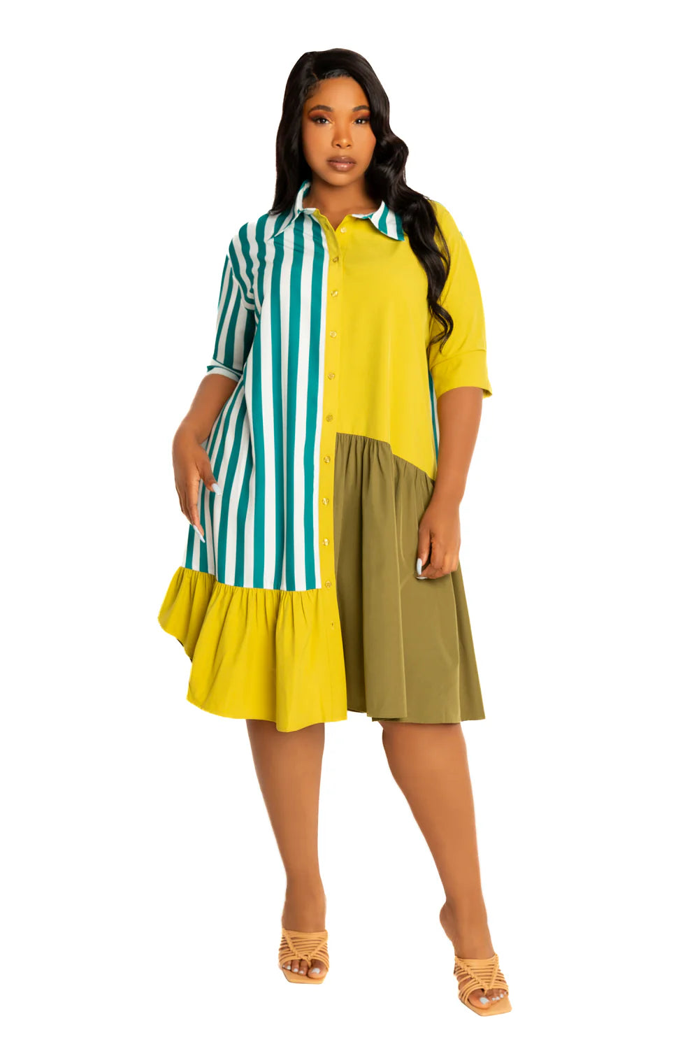 yellow striped t shirt dress Trovata Lucca Shirt Dress Yellow Stripe