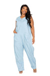 DENIM RELAXED FIT SLEEVELESS JUMPSUIT