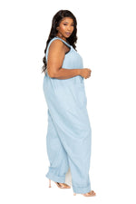 DENIM RELAXED FIT SLEEVELESS JUMPSUIT