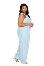 DENIM RELAXED FIT SLEEVELESS JUMPSUIT