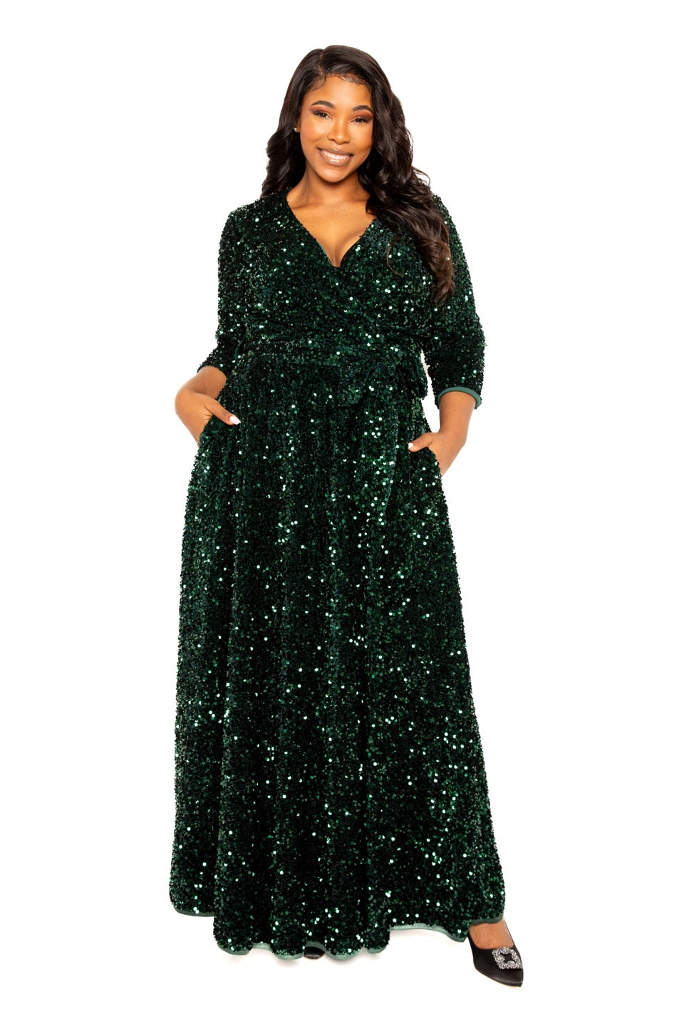 plus size sequin maxi dress Paris Pleated Sequin Gown