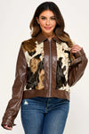 COW PRINT VEGAN JACKET