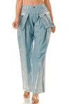 FOIL WIDE LEG CARGO PANTS