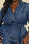 DENIM LONG SLEEVE JUMPSUIT