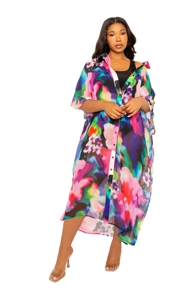 PRINT SHIRTDRESS COVERUP