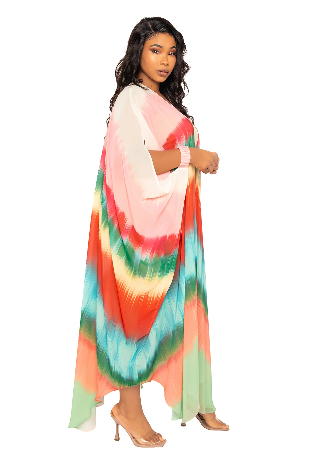 OMBRE STRIPE ROBE WITH WRIST BAND