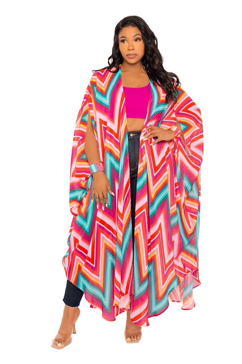 CHEVRON ROBE WITH WRIST BAND