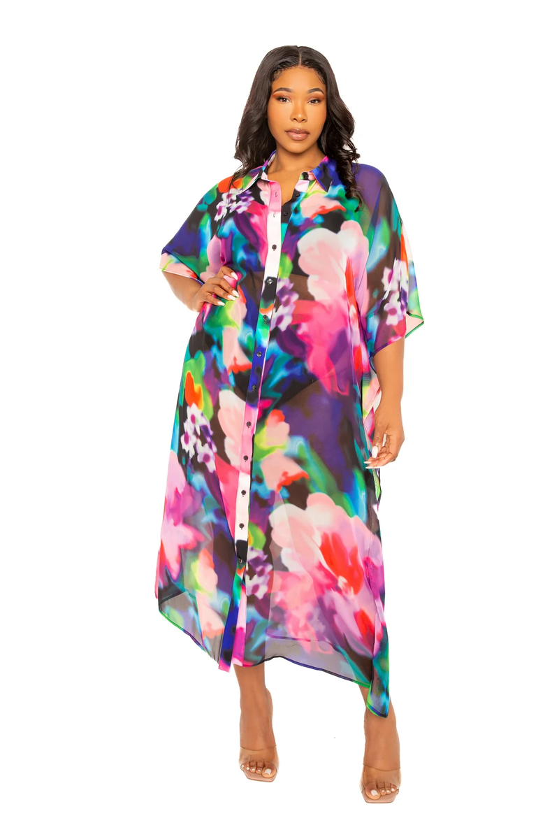 PRINT SHIRTDRESS COVERUP