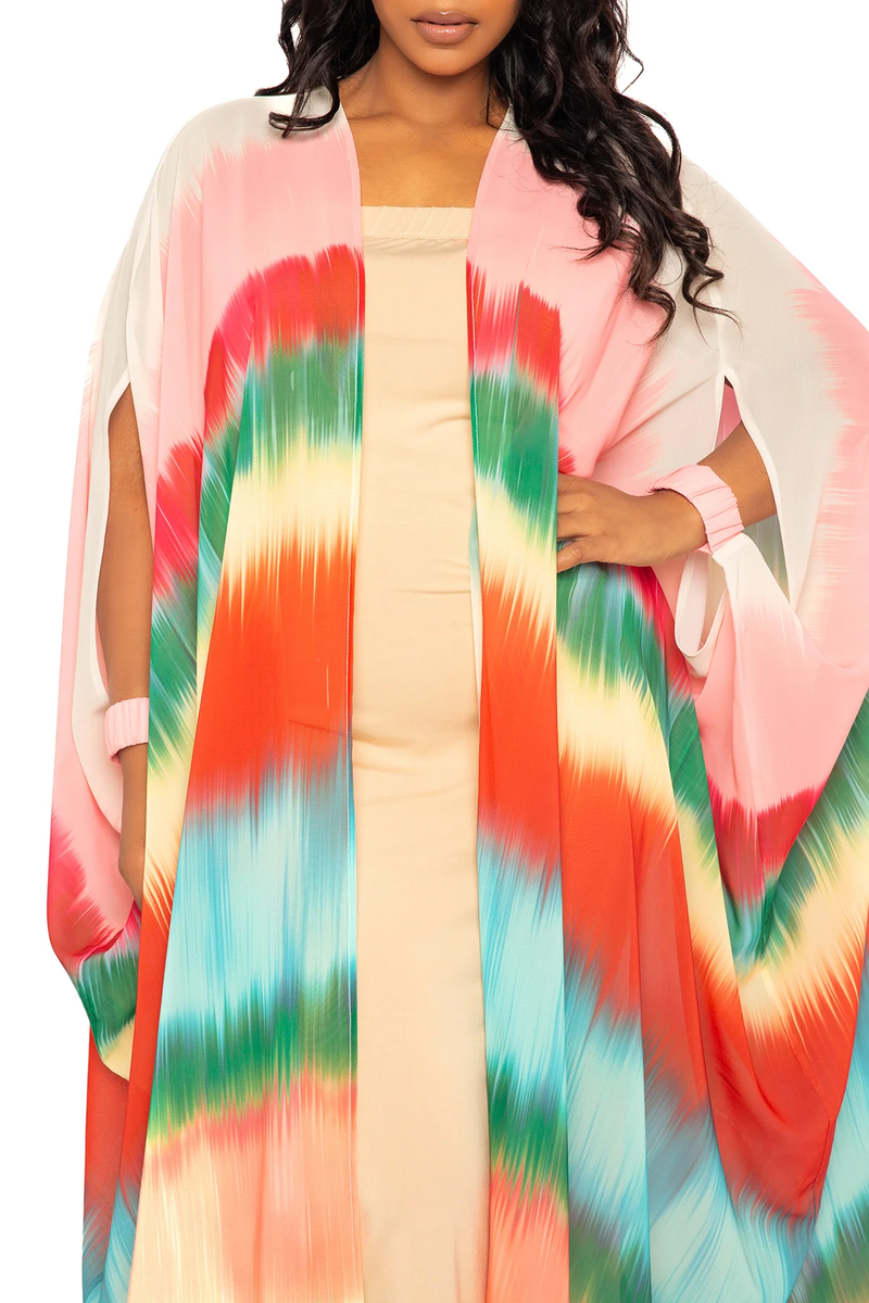 OMBRE STRIPE ROBE WITH WRIST BAND