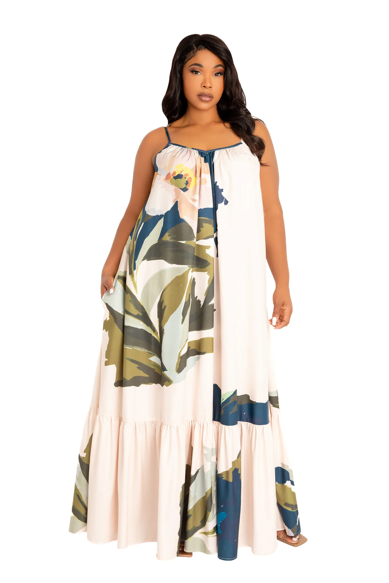 FLORAL VOLUMINOUS MAXI DRESS