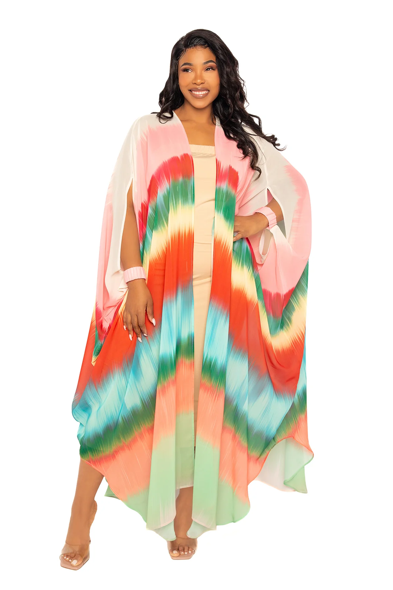 OMBRE STRIPE ROBE WITH WRIST BAND