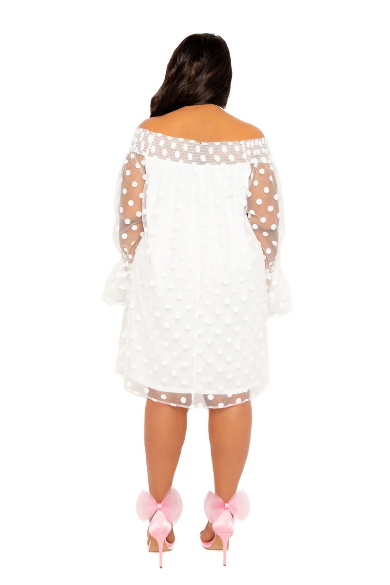 OFF SHOULDER POLKA DOT DRESS