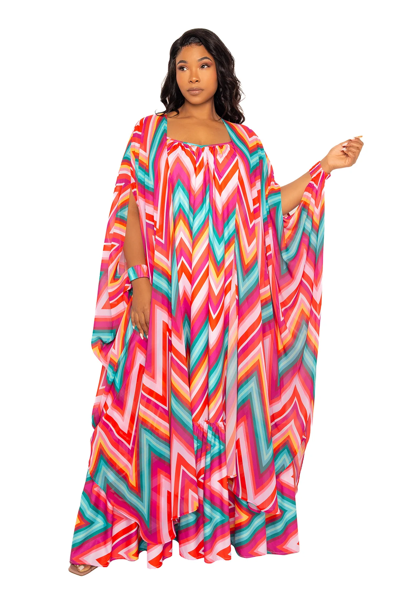 CHEVRON ROBE WITH WRIST BAND