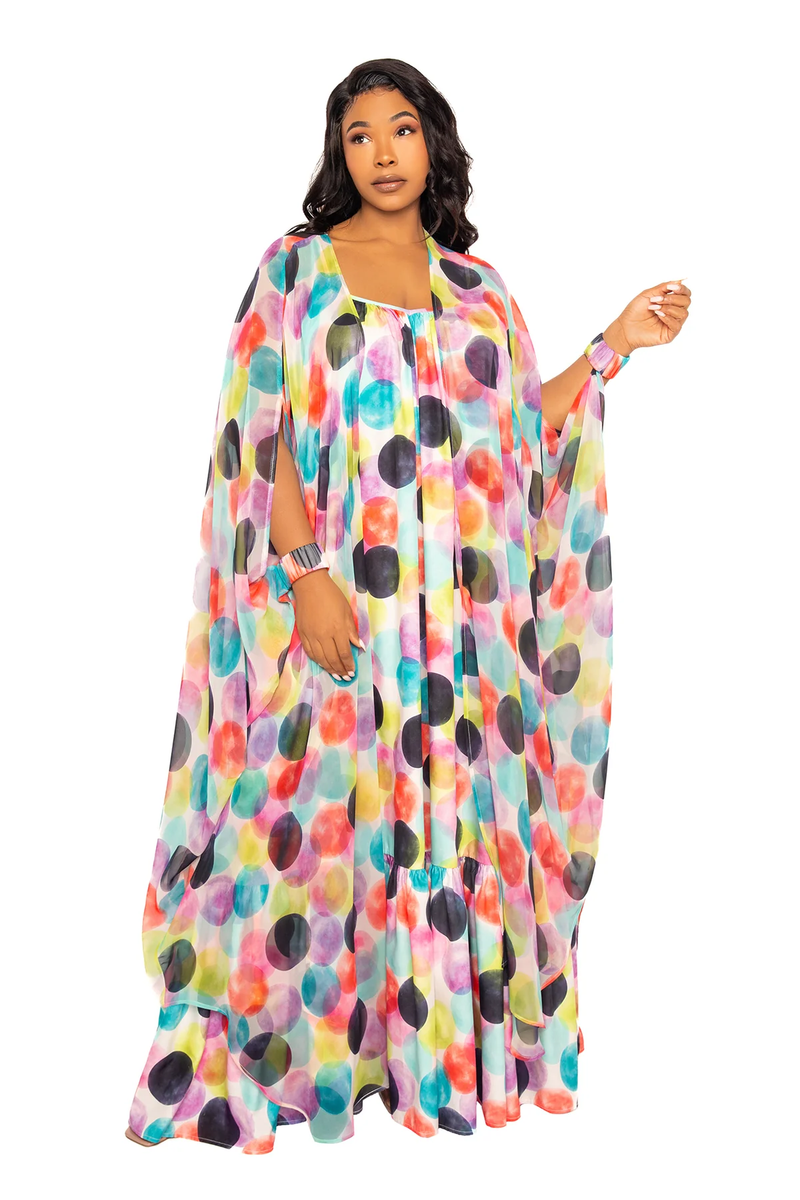 POLKA DOT ROBE WITH WRIST BAND