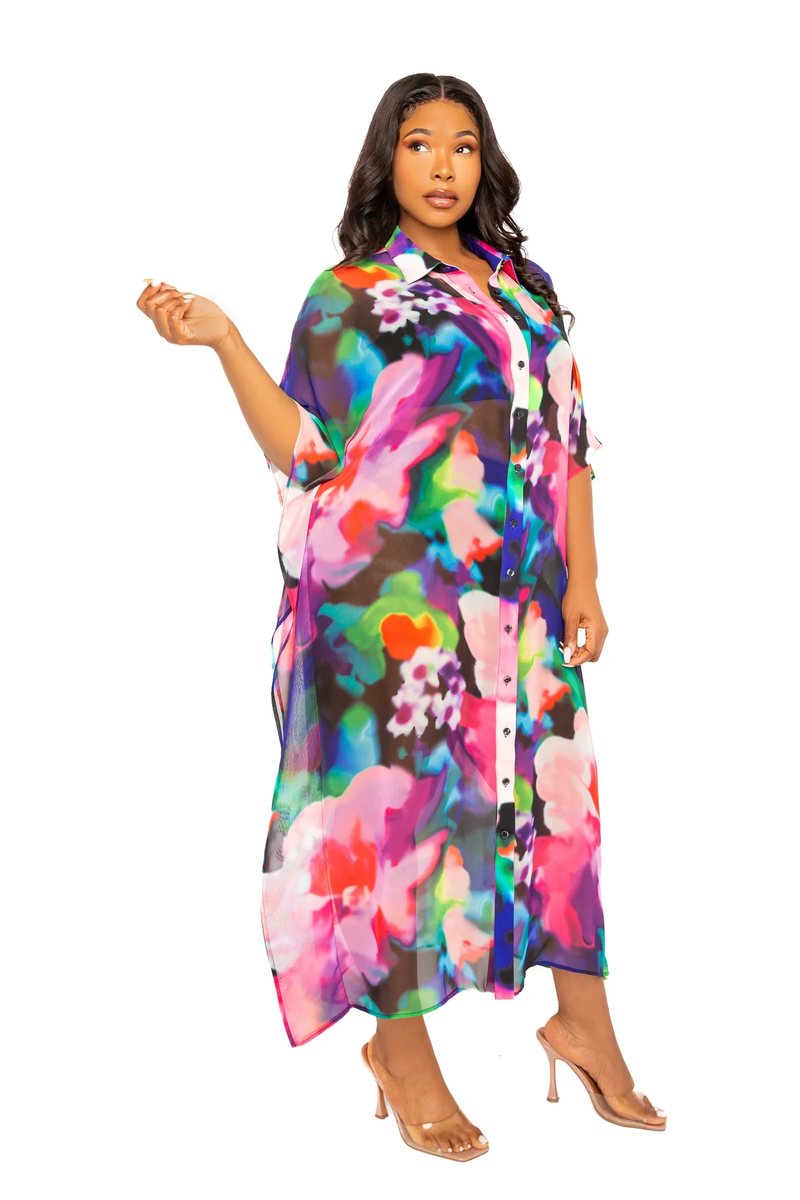 PRINT SHIRTDRESS COVERUP