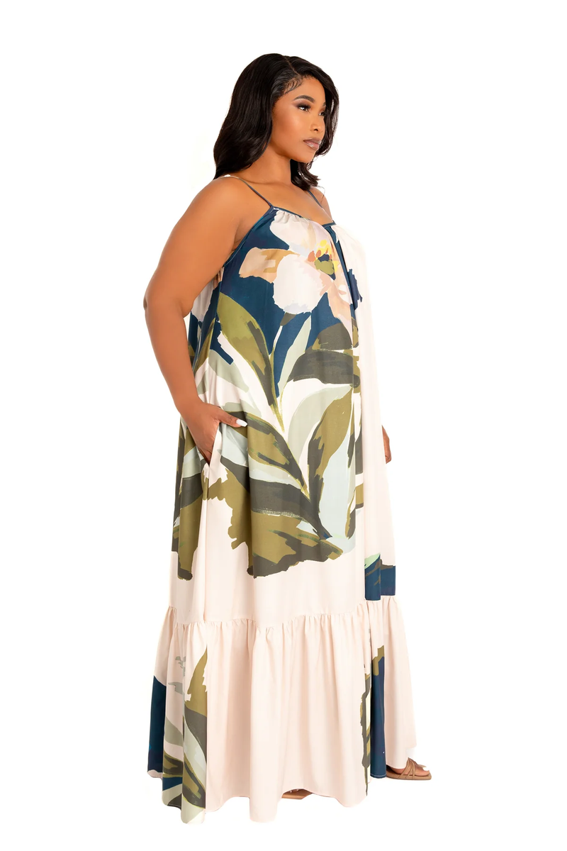 FLORAL VOLUMINOUS MAXI DRESS