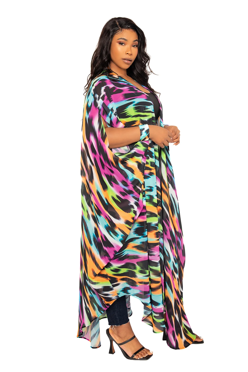 ANIMAL PRINT ROBE WITH WRIST BAND