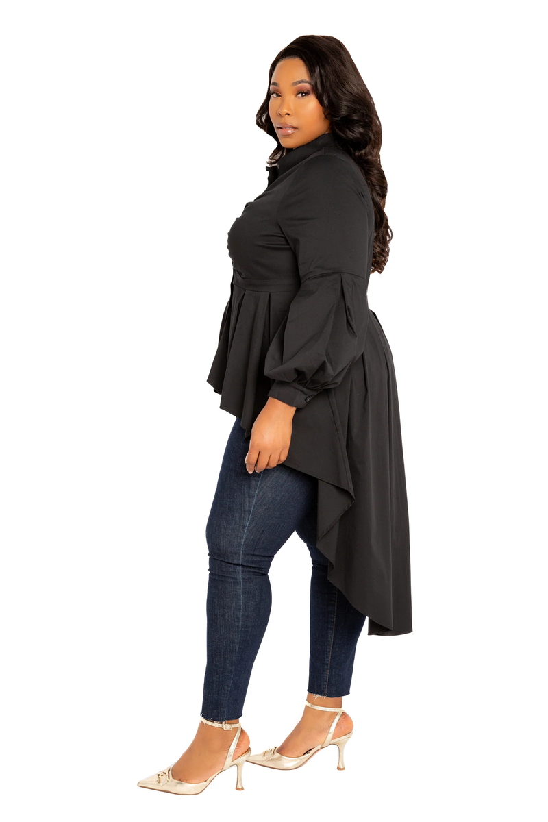 HIGH-LOW PEPLUM BLOUSE