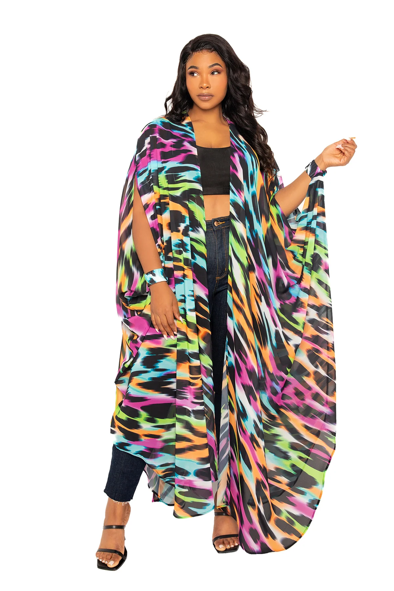 ANIMAL PRINT ROBE WITH WRIST BAND