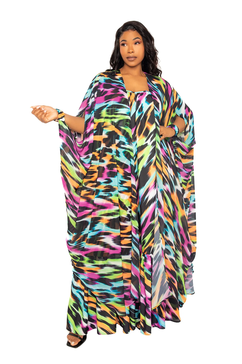 ANIMAL PRINT ROBE WITH WRIST BAND