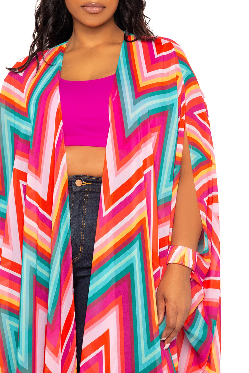 CHEVRON ROBE WITH WRIST BAND